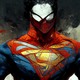 A image created using Midjourney using the prompt “Superman meets Spider-Man”